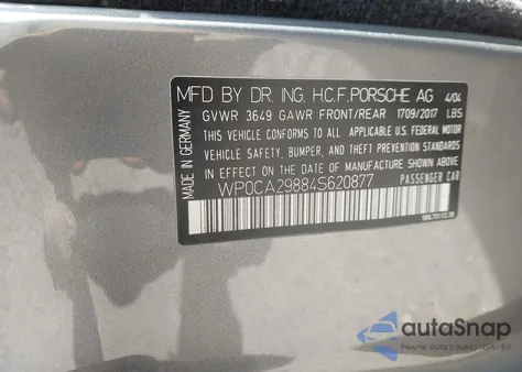 2004 Porsche Boxster z USA, uszkodzony, nr VIN WP0CA29884S620877
